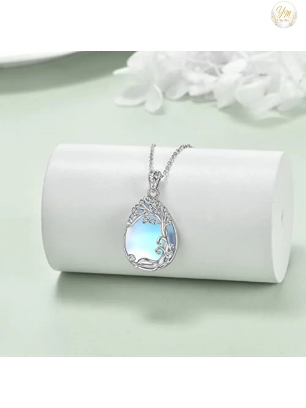 925 Sterling Silver Moonstone Tree of Life Necklace Pendant